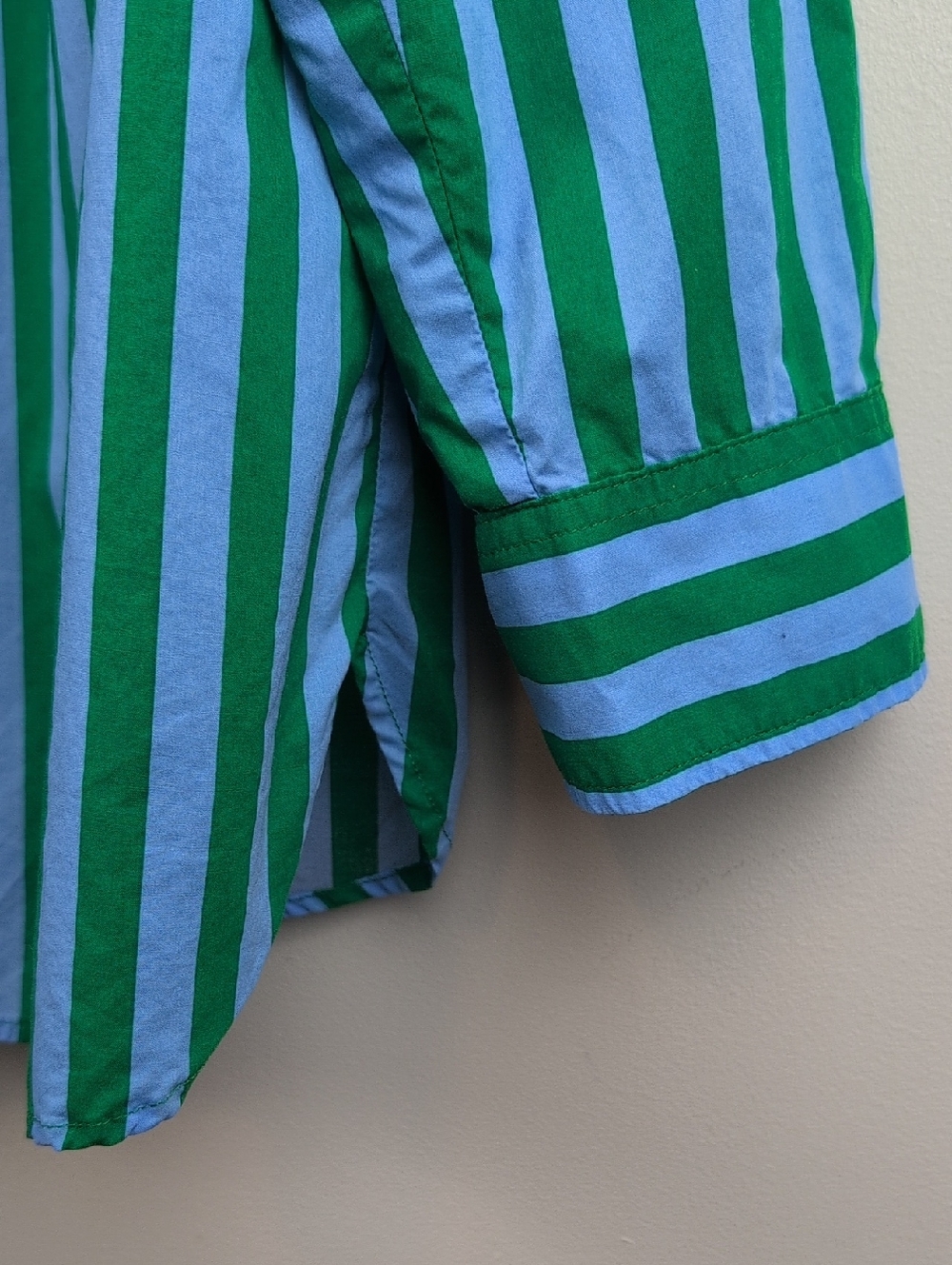 Talbots Plus Garden Stripe 100% Cotton Button Front Shirt Blue & Green Size 2X - Picture 4 of 9